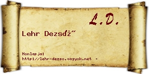 Lehr Dezső névjegykártya
